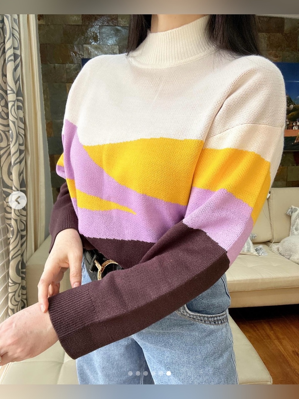 H&M Turtleneck Crop Abstract Horizon Sweater - Picture 4 of 12